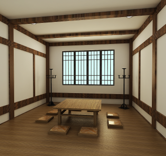 中式餐厅室内装修图，餐厅CAD建筑图纸下载