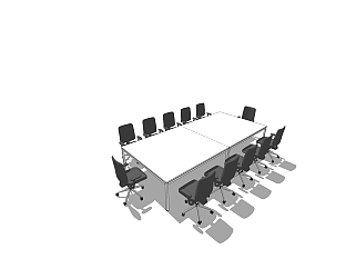 现代简约会议桌su模型，会议桌sketchup模型下载