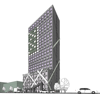 现代高层办公楼草图大师模型，高层办公楼sketchup模型免费下载