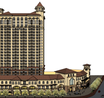 现代酒店草图大师模型下载、现代酒店su模型下载