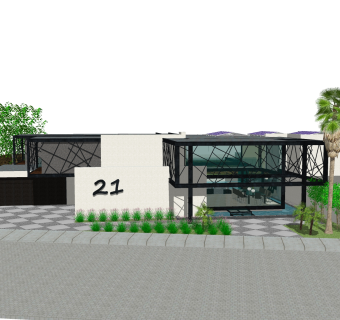 现代风格别墅草图大师模型下载，别墅SKP模型下载