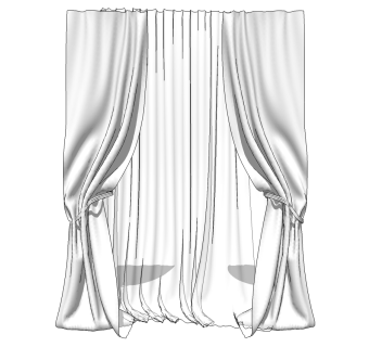 现代窗帘草图大师模型下载、现代窗帘su模型下载