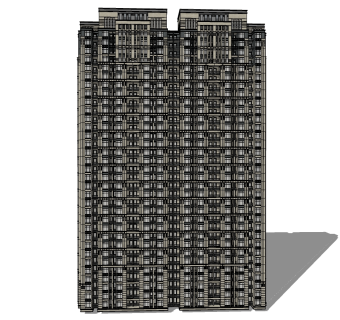 欧式高层住宅楼su模型下载，住宅楼草图大师模型