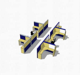 现代隔断办工桌草图大师模型，办工桌sketchup模型下载