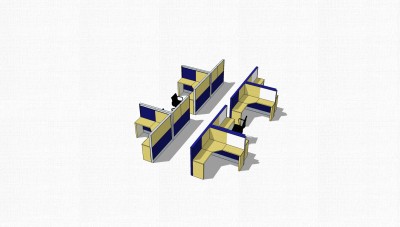 现代隔断办工桌草图大师模型，办工桌sketchup模型下载