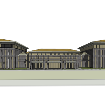 现代办公楼外观草图大师模型，办公楼外观sketchup模型免费下载
