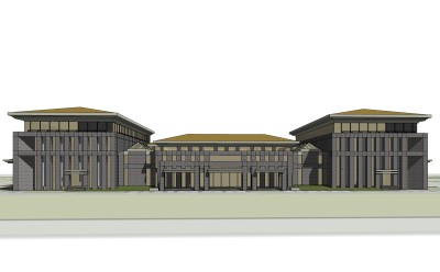 现代办公楼外观草图大师模型，办公楼外观sketchup模型免费下载