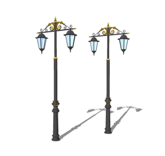 欧式铁艺造型路灯草图大师模型，铁艺造型路灯sketchup模型下载
