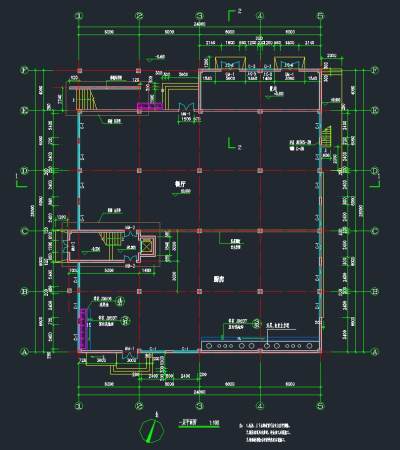 现代食堂建筑全套施工图，食堂CAD施工图纸下载