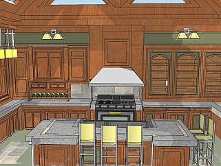 厨房草图大师模型，厨房sketchup模型下载