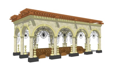 欧式造型廊架草图大师模型，造型廊架sketchup模型下载