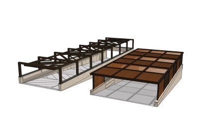 现代地下车库入口草图大师模型，车库入口sketchup模型下载