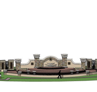 欧式景墙草图大师模型skp文件，景墙sketchup模型skp文件下载
