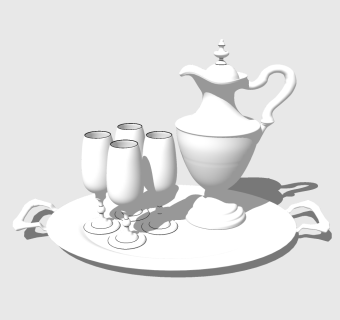  现代精品餐具草图大师模型，精品餐具sketchup模型下载