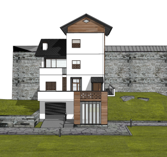 现代风格别墅草图大师模型下载，别墅SKP模型下载