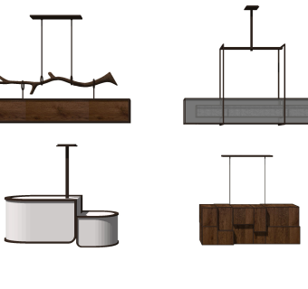 中式吊灯灯具组合草图大师模型，中式灯具组合sketchup模型下载