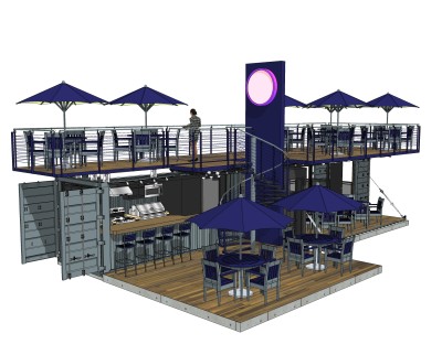现代集装箱活动房草图大师模型，集装箱住宅sketchup模型下载