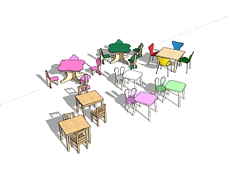 儿童<em>桌椅</em>草图大师模型，儿童<em>桌椅</em>sketchup模型下载