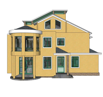 欧式独栋别墅草图大师模型，sketchup别墅su模型下载