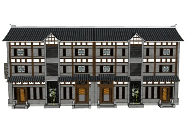 新中式建筑会所模型，sketchup模型免费下载