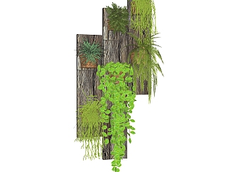 垂直绿化植物墙su模型下载，<em>绿植背景墙</em>草图大师模型