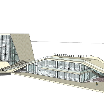 现代售楼处建筑方案草图大师模型，售楼部建筑sketchup模型免费下载