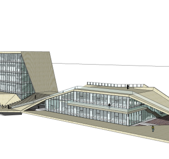 现代售楼处建筑方案草图大师模型，售楼部建筑sketchup模型免费下载