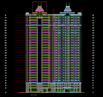 三十层商业办公建筑设计施工图，商业办公建筑CAD施工图纸下载