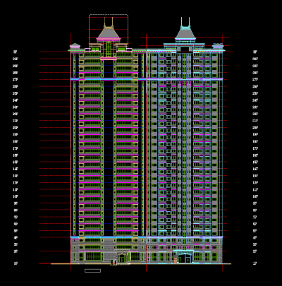 三十层商业办公建筑设计施工图，商业办公建筑CAD施工图纸下载