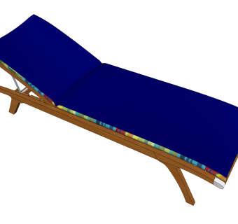现代蓝色布艺躺椅su模型，椅子草图大师模型下载