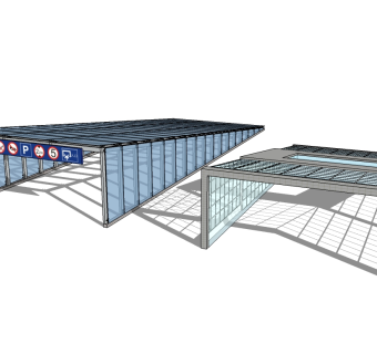 现代地下车库入口草图大师模型，车库入口sketchup模型下载