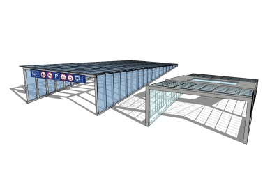 现代地下车库入口草图大师模型，车库入口sketchup模型下载