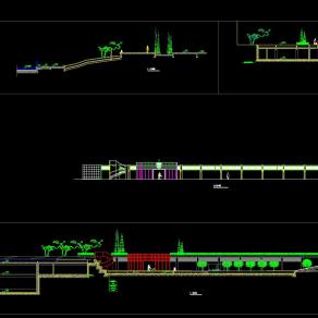 下沉式广场全套施工图，广场景观cad设计图纸下载