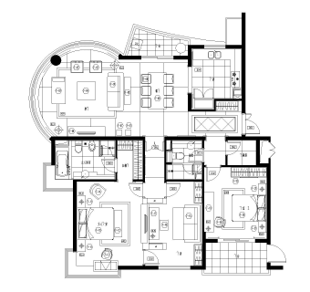 上海浦东滨江兰庭A型样板房CAD施工图全套图纸，样板房免费CAD图纸下载