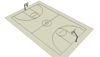 篮球场su模型、草图大师篮球场模型