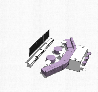 现代简约办公沙发su模型，办公沙发sketchup模型下载