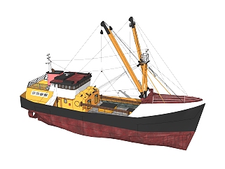 现代大型渔船sketchup模型，货船su模型下载