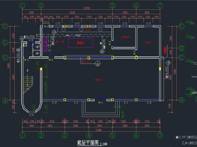 某食堂全套施工图，餐厅CAD施工图纸下载