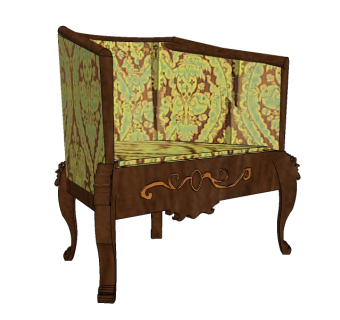 简欧单人沙发草图大师模型，单人沙发skp模型下载