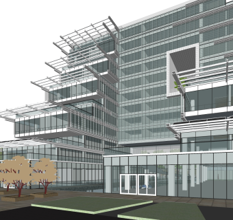 现代办公楼草图大师模型，办公楼sketchup模型免费下载