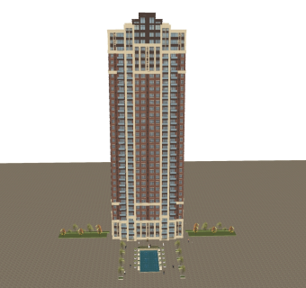 欧式高层住宅楼外观草图大师模型，住宅楼su模型下载