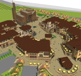 欧式大理石商业街建筑草图大师模型，商业综合体sketchup模型免费下载