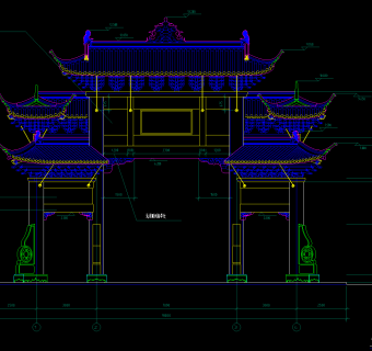 古建牌坊CAD施工图，牌坊CAD图纸下载