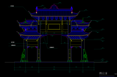 古建牌坊CAD施工图，牌坊CAD图纸下载