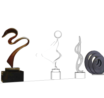 现代抽象雕塑su模型,摆件草图大师模型下载