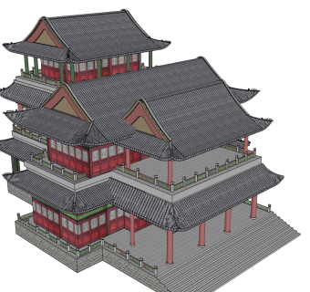 古建阁楼草图大师模型下载、古建阁楼su模型下载