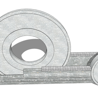 中式景观墙sketchup模型下载，景观墙草图大师模型