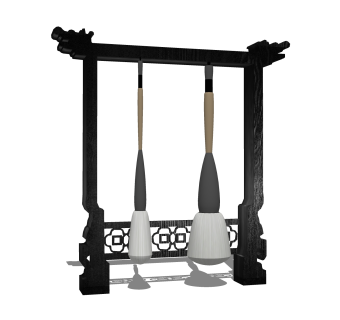 中式笔架摆件草图大师模型,现代装饰品su模型下载