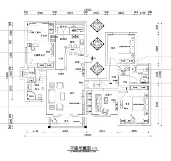 地中海邂蓝四室两厅效果图，户型图，CAD图纸下载