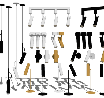 现代吊灯壁灯落地灯射灯su组合，吊灯草图大师模型下载